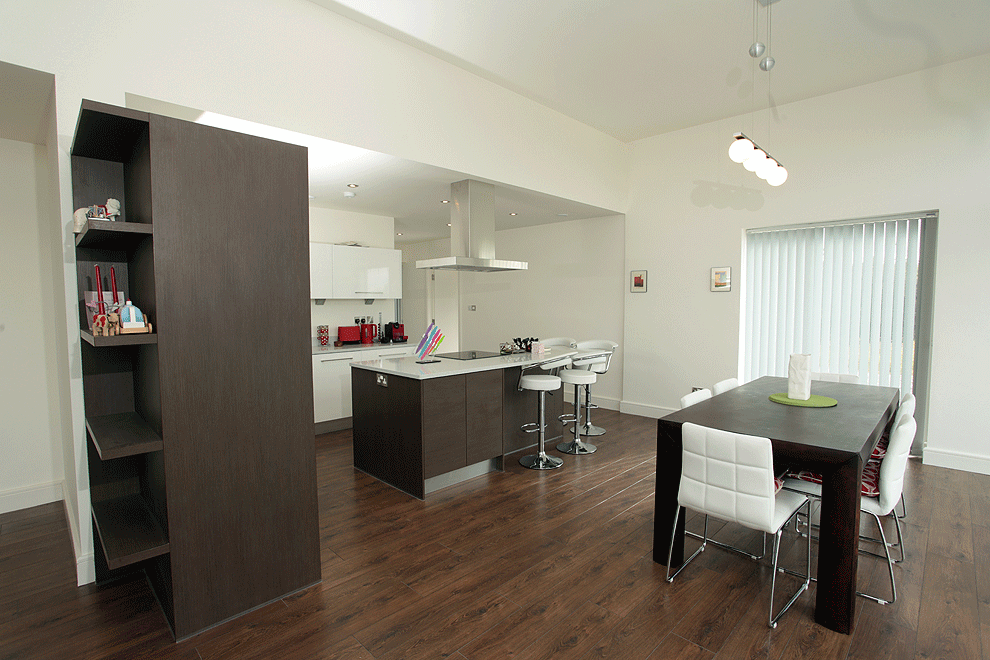 sleek fitted kitchen dining open plan living area new build county cork